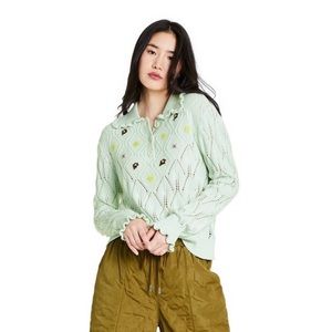 Women’s Floral Embroidered Collared Pullover Sweater - Sandy Liang x Target XXS